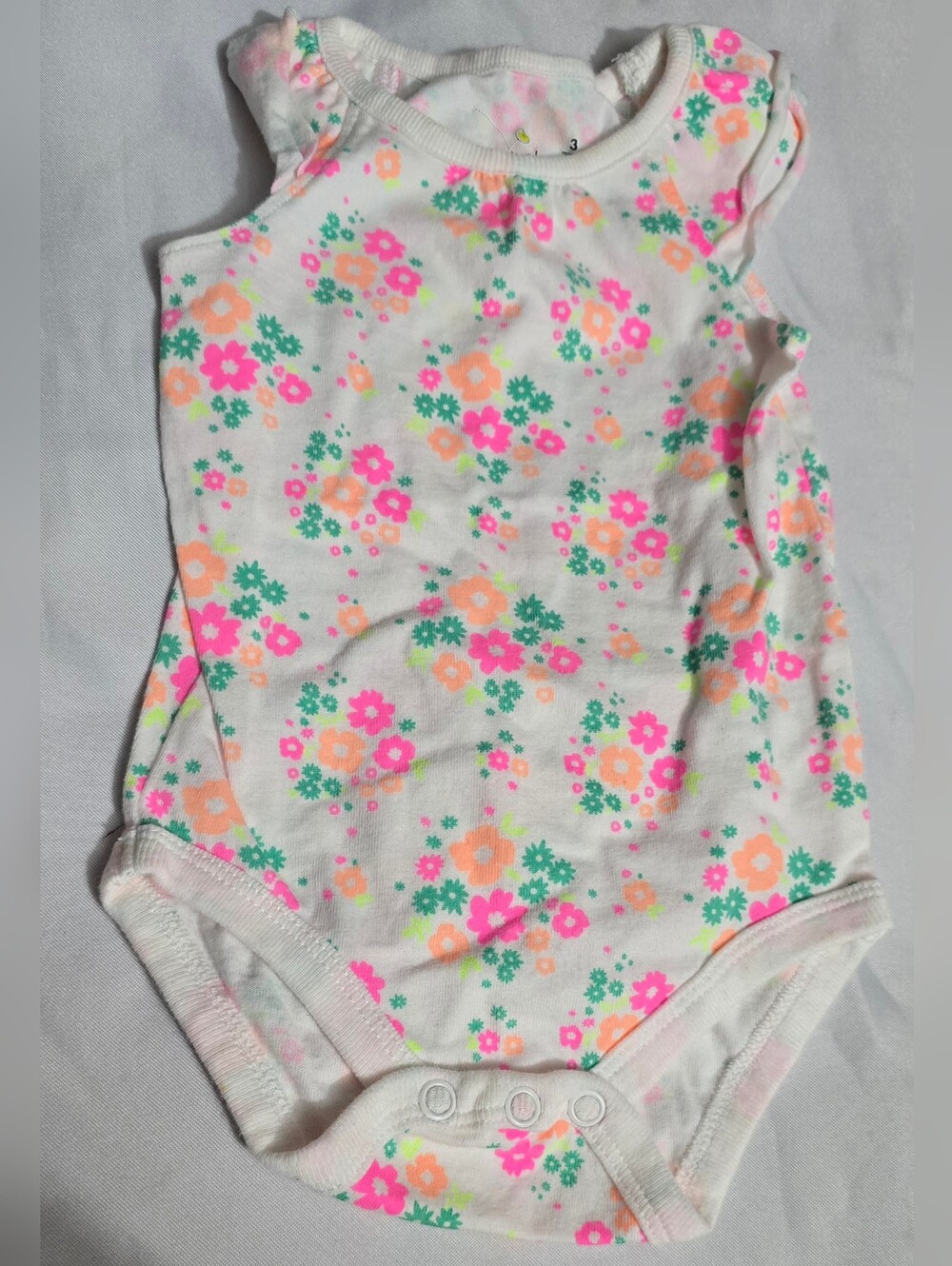 Jumping Beans Baby's Girl's OnsieTop Size 3 Months Short Sleeve Floral
